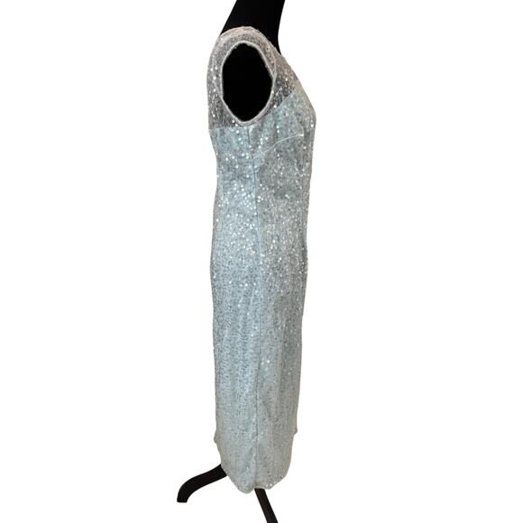 New JS COLLECTIONS Women's Aqua Cap Sleeve Midi Evening Sheath Dress Size 8 - Picture 5 of 9